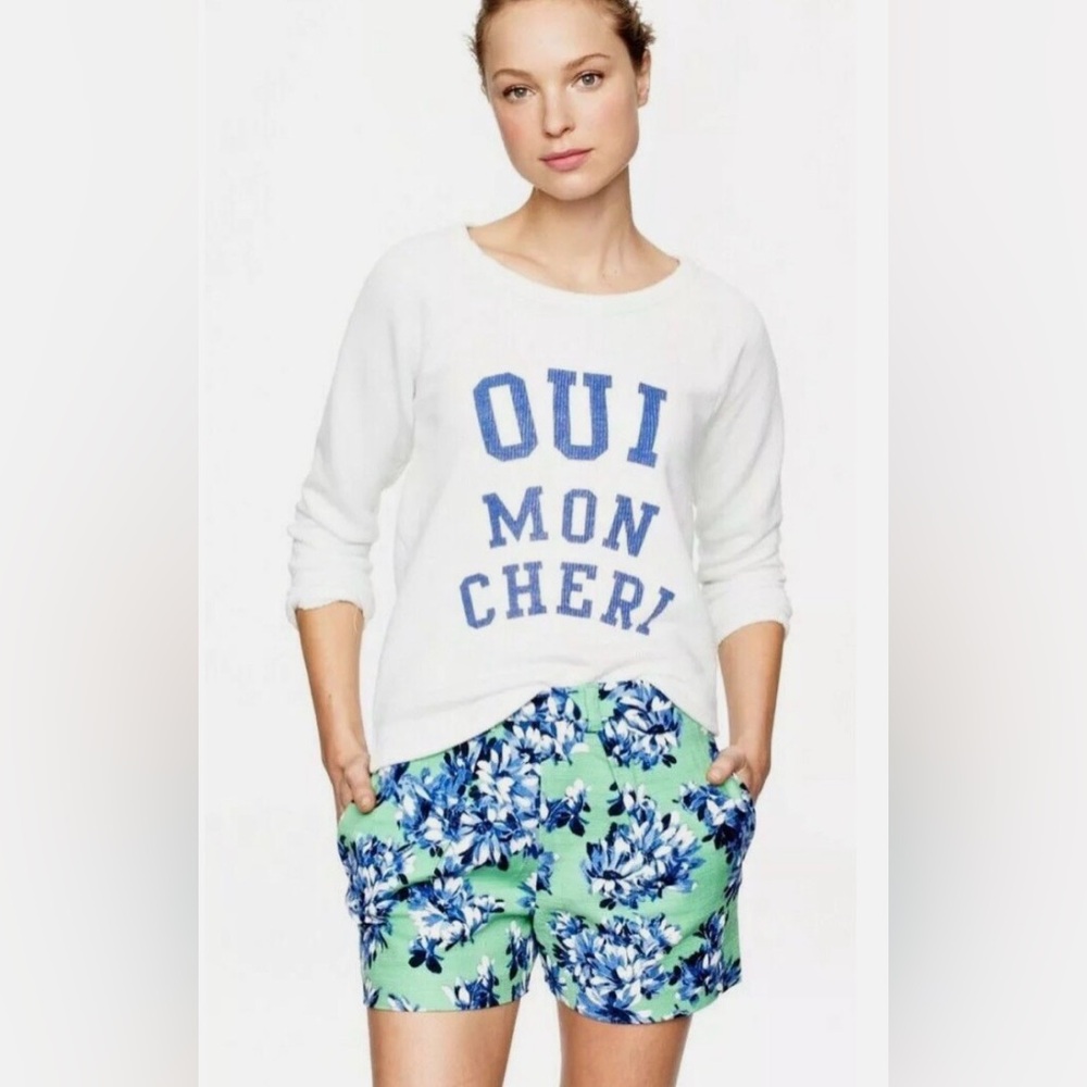 J.Crew Womens Green & Blue Botanical Twill Spring Classic Floral Shorts Preppy 8